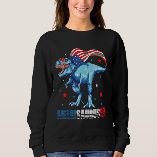 Dinosaurus 4 juli Amerisaurus rex patriottisch Trui (Voorkant)