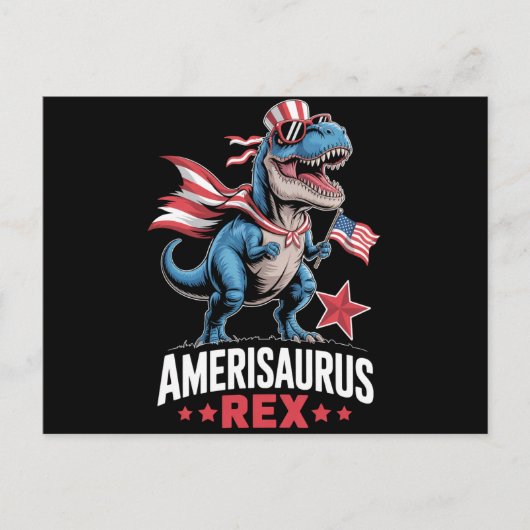 Dinosaurus 4 juli Amerisaurus T Rex Grappig Briefkaart (Voorkant)