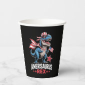 Dinosaurus 4 juli Amerisaurus T Rex Grappig Papieren Bekers (Voorkant)