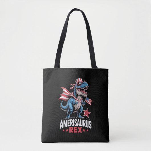 Dinosaurus 4 juli Amerisaurus T Rex Grappig Tote Bag (Voorkant)