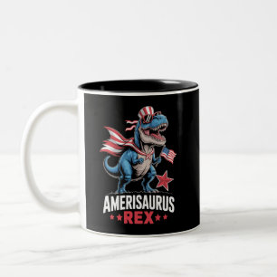 Dinosaurus 4 juli Amerisaurus T Rex Grappig Tweekleurige Koffiemok