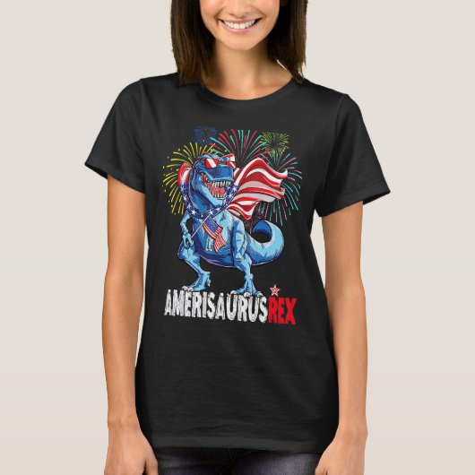 Dinosaurus 4 juli Kinder Jongen Mannen Amerisaurus T-shirt (Voorkant)