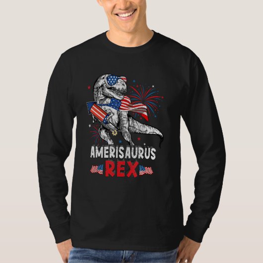 Dinosaurus 4 juli  Kinderen Jongens Mannen Amerisa T-shirt (Voorkant)