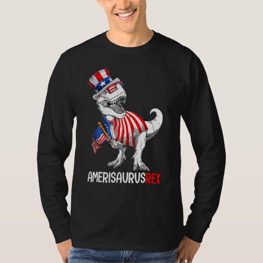 Dinosaurus 4 juli Rex Amerisaurus Patriottische Jo T-shirt (Voorkant)