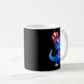 Dinosaurus 4 juli Shirt Amerikaanse vlag Dino Kind Koffiemok (Voorkant rechts)