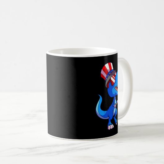 Dinosaurus 4 juli Shirt Amerikaanse vlag Dino Kind Koffiemok (Voorkant rechts)