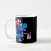 Dinosaurus 4 juli Shirt Amerikaanse vlag Dino Kind Koffiemok (Links)