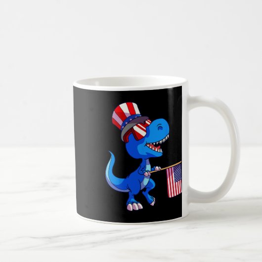 Dinosaurus 4 juli Shirt Amerikaanse vlag Dino Kind Koffiemok (Rechts)