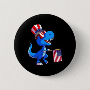 Dinosaurus 4 juli T-shirt VS-vlag Dino-kinderen Jo Ronde Button 5,7 Cm