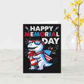 Dinosaurus 4 juli Vuurwerk Amerikaanse Vlag Happy  Kaart (Gele Bloem)