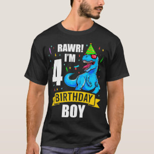 Dinosaurus 4 Vier Jaar Oud 4e Verjaardagsjongen ki T-shirt