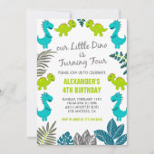 Dinosaurus 4e verjaardag oerwoud groen dino t rex kaart (Voorkant)