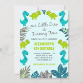 Dinosaurus 4e verjaardag oerwoud kinder groene t r kaart (Voorkant)