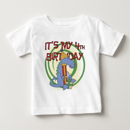 Dinosaurus 4e verjaardag T-shirts en geschenken (Voorkant)