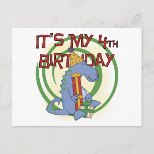 Dinosaurus 4e verjaardag T-shirts en geschenken Briefkaart