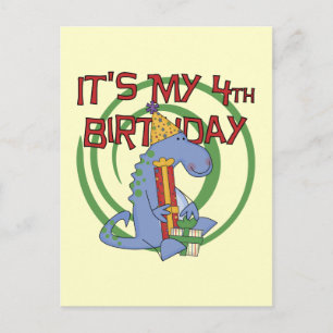 Dinosaurus 4e verjaardag T-shirts en geschenken Briefkaart