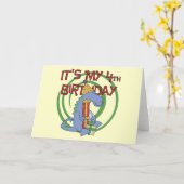 Dinosaurus 4e verjaardag T-shirts en geschenken Kaart (Gele Bloem)