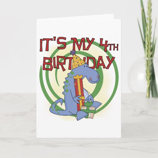 Dinosaurus 4e verjaardag T-shirts en geschenken Kaart (Voorkant)