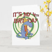 Dinosaurus 4e verjaardag T-shirts en geschenken Kaart (Gele Bloem)