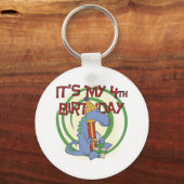 Dinosaurus 4e verjaardag T-shirts en geschenken Sleutelhanger (Voorkant)