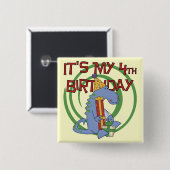 Dinosaurus 4e verjaardag T-shirts en geschenken Vierkante Button 5,1 Cm (Voorkant /achterkant)