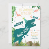Dinosaurus 4e Verjaardag Uitnodiging Dino Vier TRe (Voorkant)