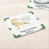 Dinosaurus 4e Verjaardagsfeestje Goud Tyrannosauru Kartonnen Onderzetters (Schuin)