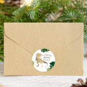 Dinosaurus 4e Verjaardagsfeestje Goud Tyrannosauru Ronde Sticker