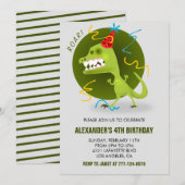 Dinosaurus 4e verjaardagsuitnodigingen t rex kinde kaart (Voorkant / Achterkant)