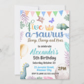 Dinosaurus 5e verjaardag Five-A-Saurus Party Kaart (Voorkant)