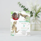 Dinosaurus 5e verjaardag T-Rex foto sjabloon budge (Staand voorkant)