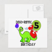 Dinosaurus 5e verjaardag T-shirts en geschenken Briefkaart (Voorkant / Achterkant)
