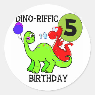 Dinosaurus 5e verjaardag T-shirts en geschenken Ronde Sticker