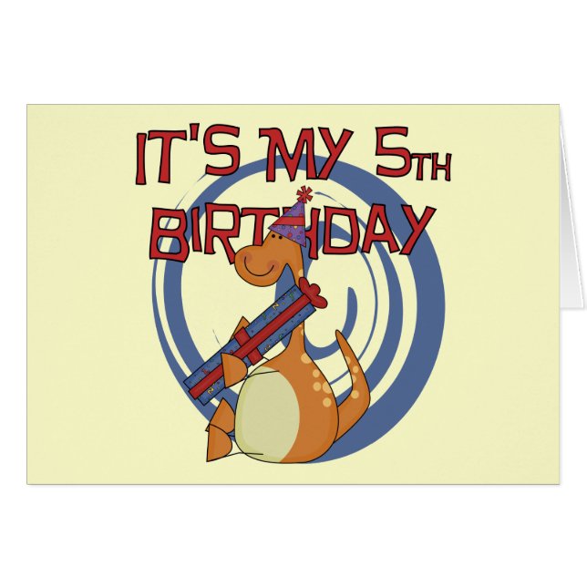 Dinosaurus 5e verjaardag Tshirts en geschenken (Voorkant Horizontaal)