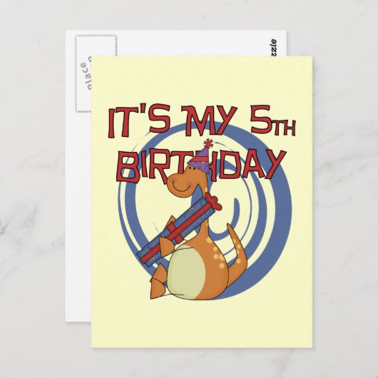 Dinosaurus 5e verjaardag Tshirts en geschenken Briefkaart (Voorkant / Achterkant)