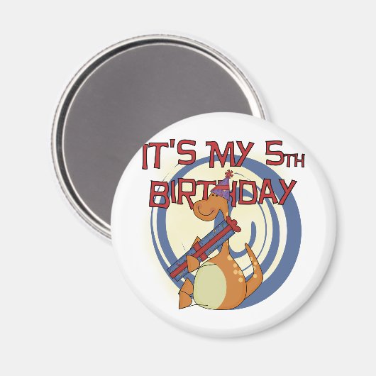 Dinosaurus 5e verjaardag Tshirts en geschenken Magneet (Voorkant / Achterkant)