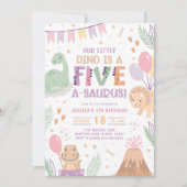 Dinosaurus 5e verjaardag uitnodiging. Five Baby Di Kaart (Voorkant)