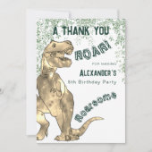 Dinosaurus 5e verjaardagsfeestje dank je bedankkaart (Voorkant)