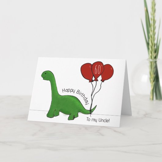 Dinosaurus 60e verjaardag oom kaart (Voorkant)