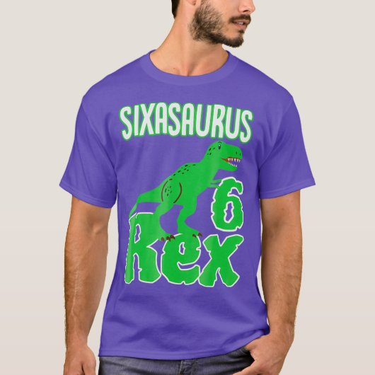 Dinosaurus 6e Verjaardag Shirt Sixasaurus Rex (Voorkant)