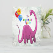 Dinosaurus 9e verjaardagsfeest kaart (Staand voorkant)