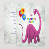 Dinosaurus 9e verjaardagsfeest kaart (Voorkant / Achterkant)