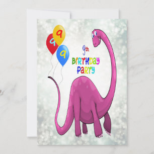 Dinosaurus 9e verjaardagsfeest kaart