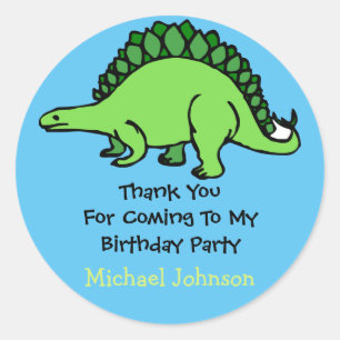Dinosaurus aangepaste jongensnaam Verjaardag Dank Ronde Sticker