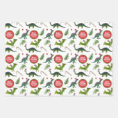 Dinosaurus Aangepaste Naam Kerstmis Inpakpapier Vel (Voorkant)