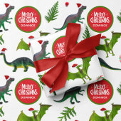 Dinosaurus Aangepaste Naam Kerstmis Inpakpapier Vel