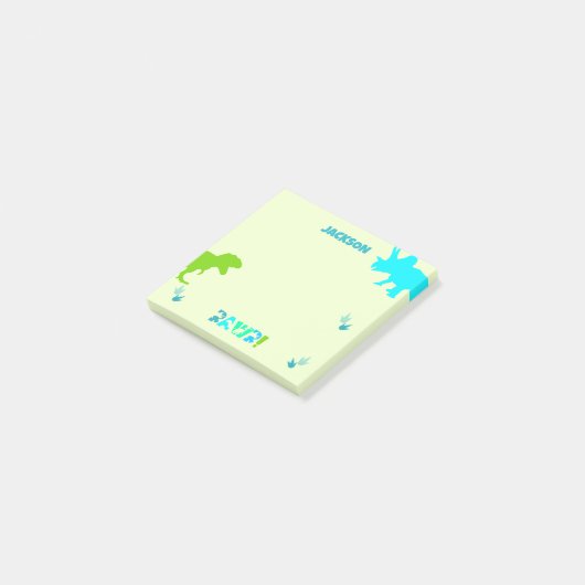 Dinosaurus Aangepaste Naam of Tekst Post-it® Notes (Schuin)