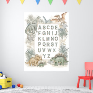 Dinosaurus Alfabet Peuter Waterverf Poster