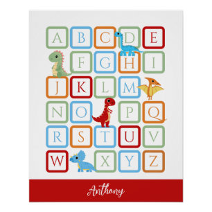 Dinosaurus Alfabet rode monogram  Perfect Poster