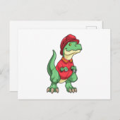 Dinosaurus als vuurvreter met brandweerhelm briefkaart (Voorkant / Achterkant)